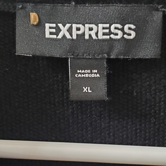 Express Black and Gray Striped Button Down Swrater Shirt. Sz XL - Picture 2 of 5